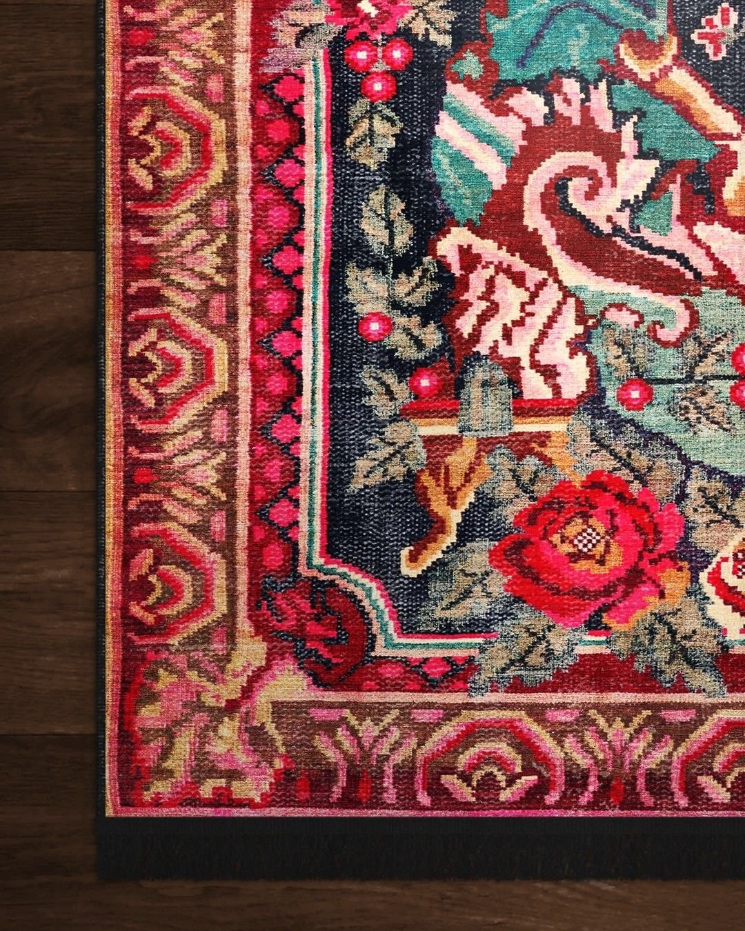 Montis Halı Flores 200019 Kırmızı Parlak Yumuşak Dokuma Taban Renkli Karabağ Halı