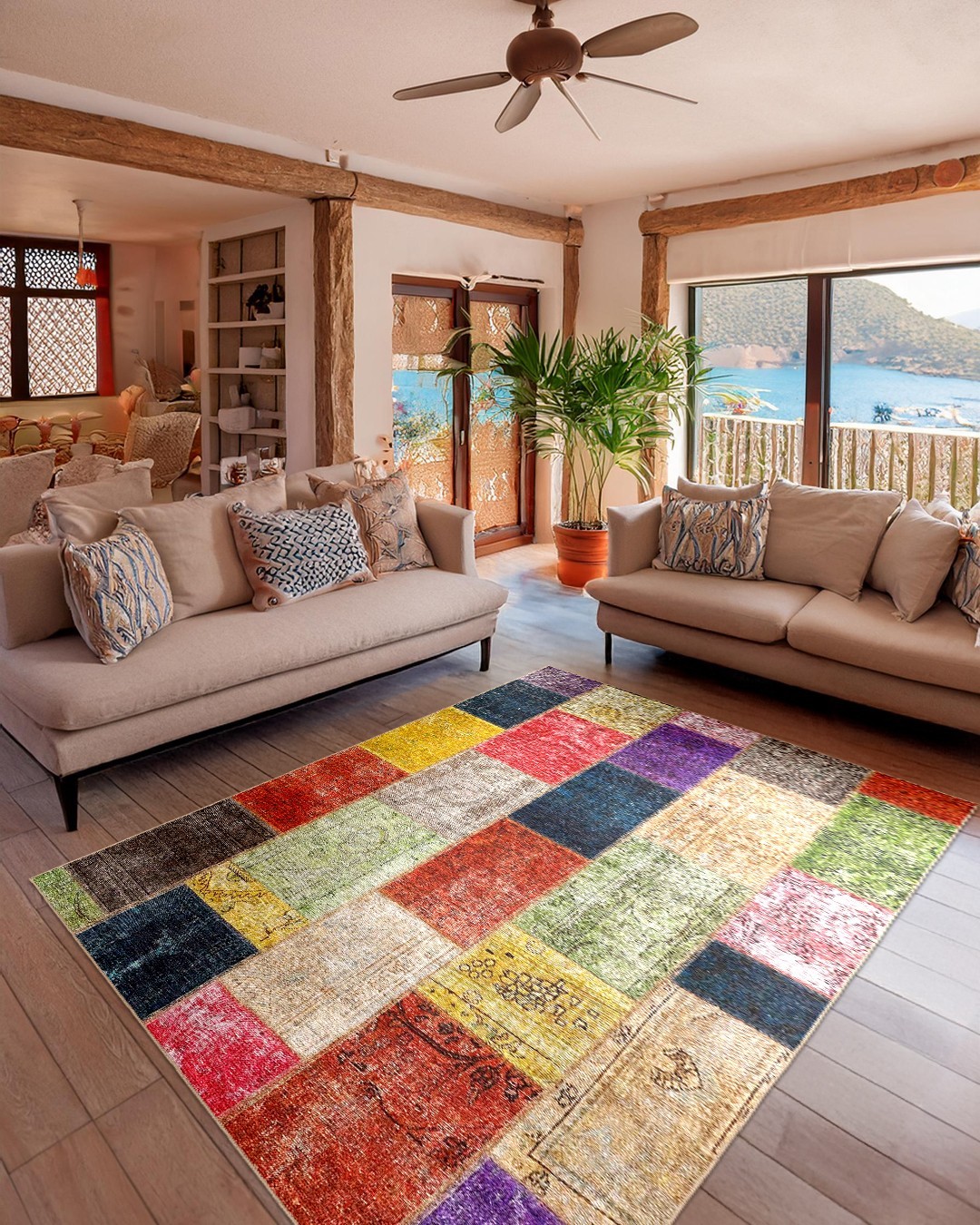 Montis Halı Mensis 27002 Dokuma Taban Patchwork Halı