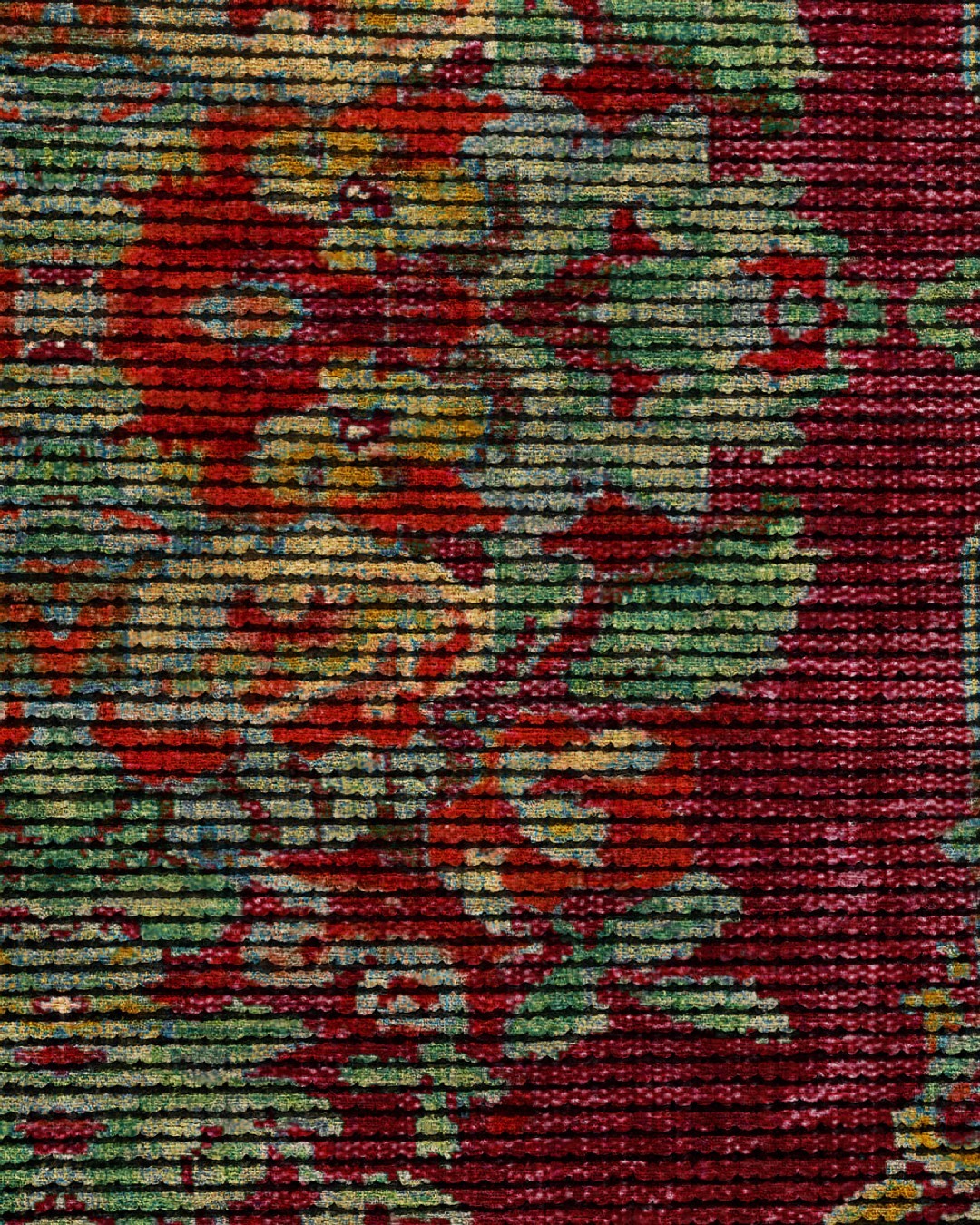 Montis Halı Folium 999011 Loop Dokuma Yumuşak Şönil Bordo Karabağ Halı