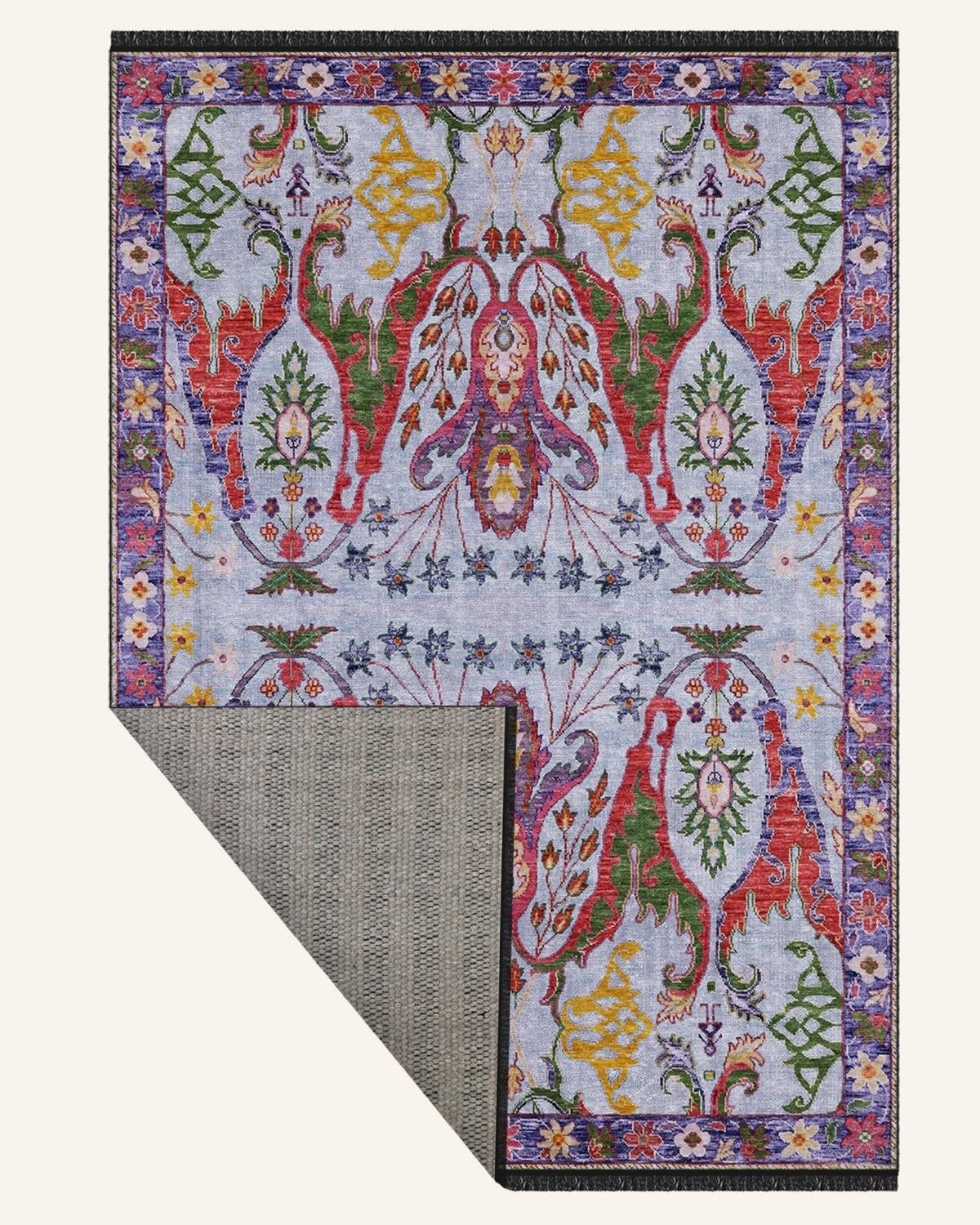 Montis Halı Aurum 454012 Mavi Parlak Yumuşak Dokuma Taban Otantik Uşak Halı