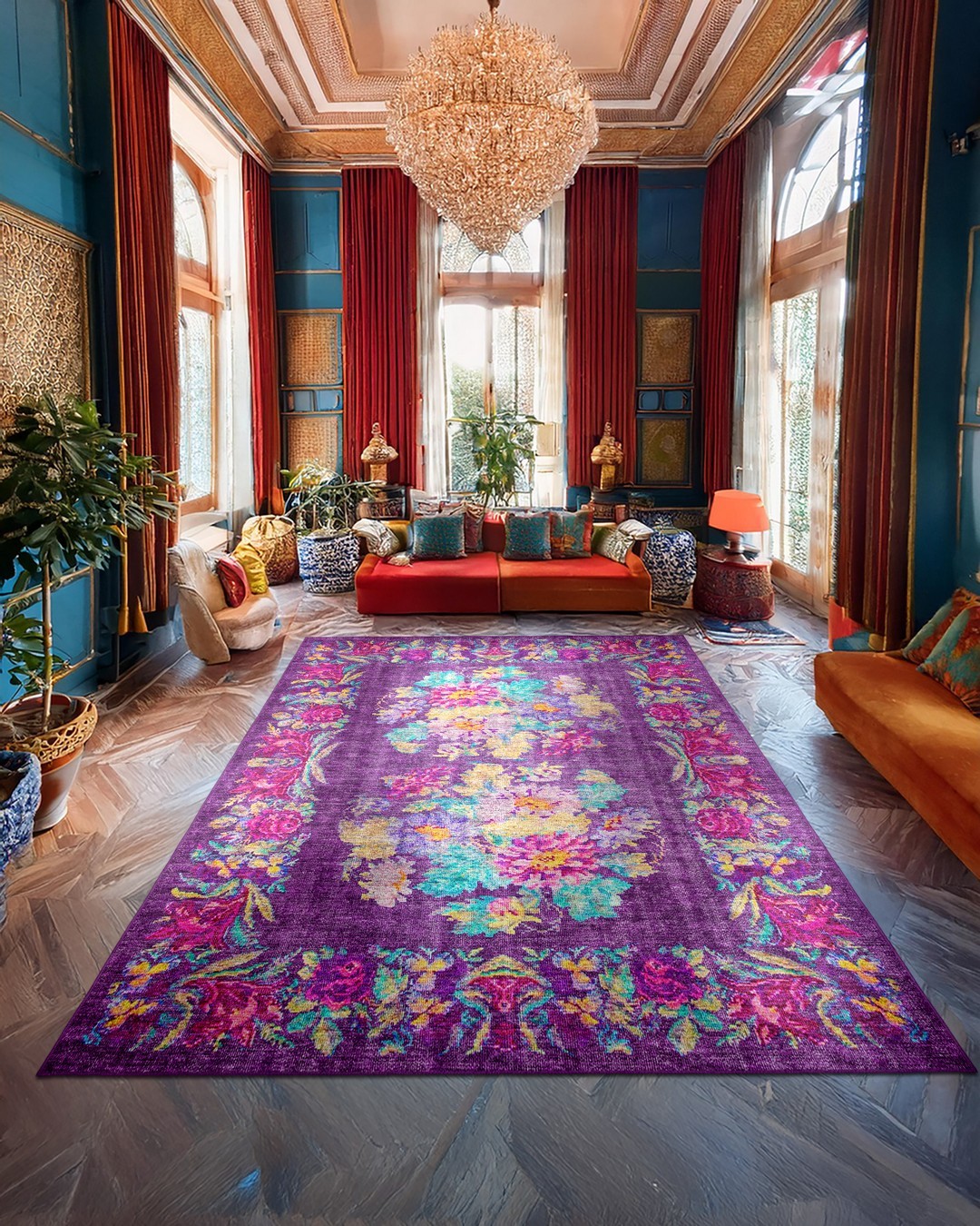 Montis Halı Diem 63070 Mor Renkli Dokuma Taban Karabağ Halı