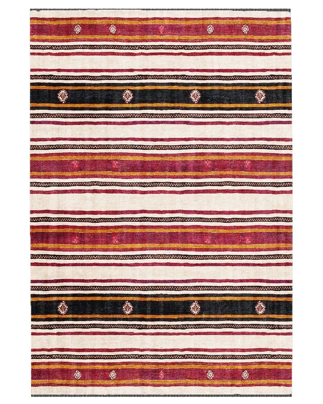 Montis Halı Vivere 35006 Krem Şönil Dokuma Renkli Kilim Desenli Makine Halısı