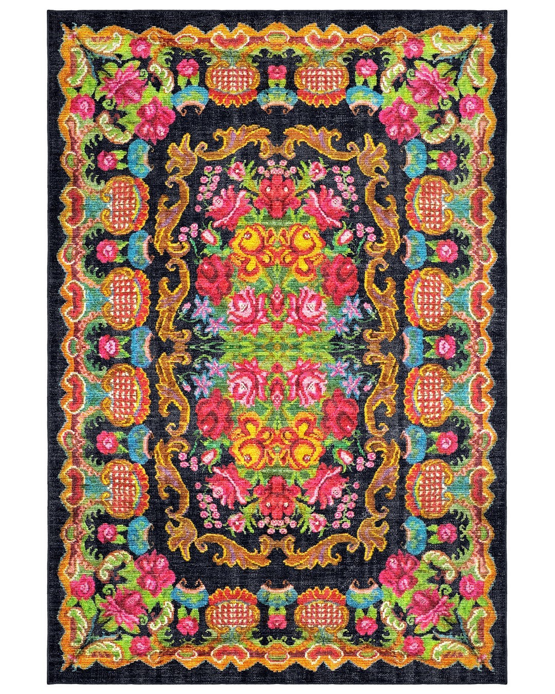 Montis Halı Diem 63059 Siyah Renkli Dokuma Taban Karabağ Halı
