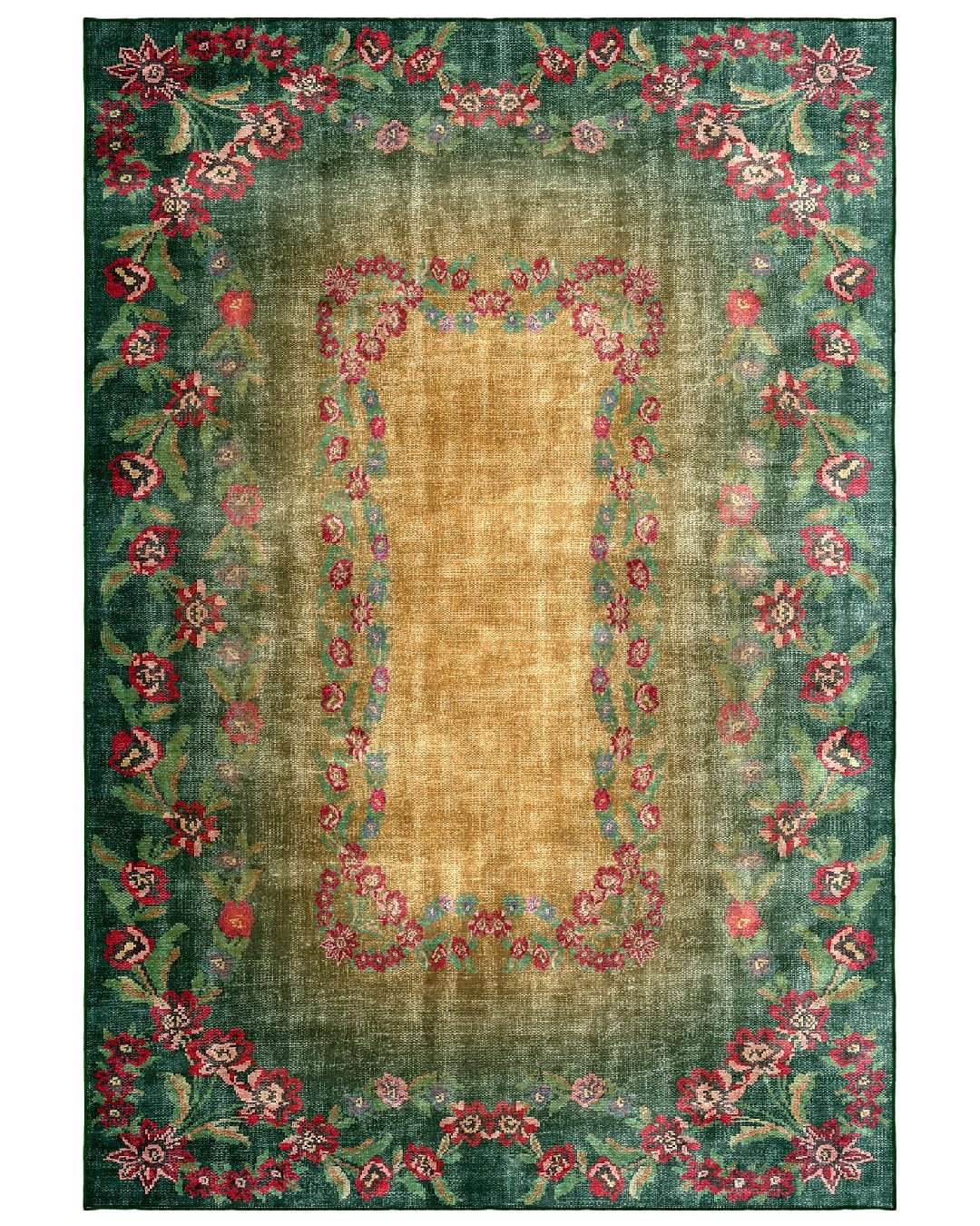 Montis Halı Varia 809004 Sarı Parlak Yumuşak Dokuma Taban Renkli Retro Karabağ Halı