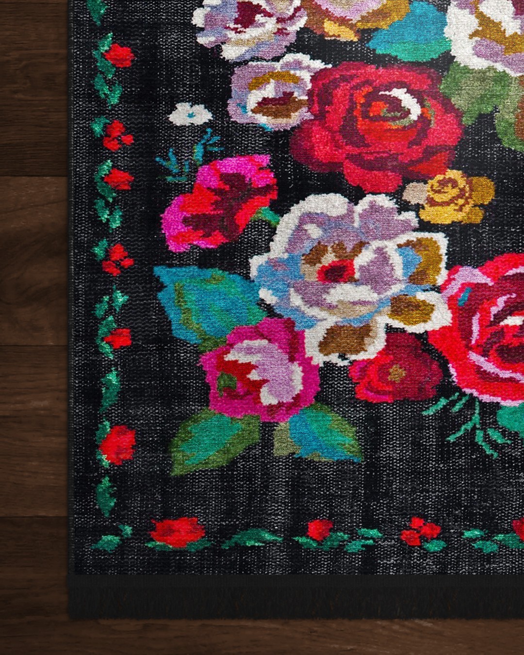 Flores 025 Yumuşak Bambu Doku Siyah Karabağ Halı - 200x300