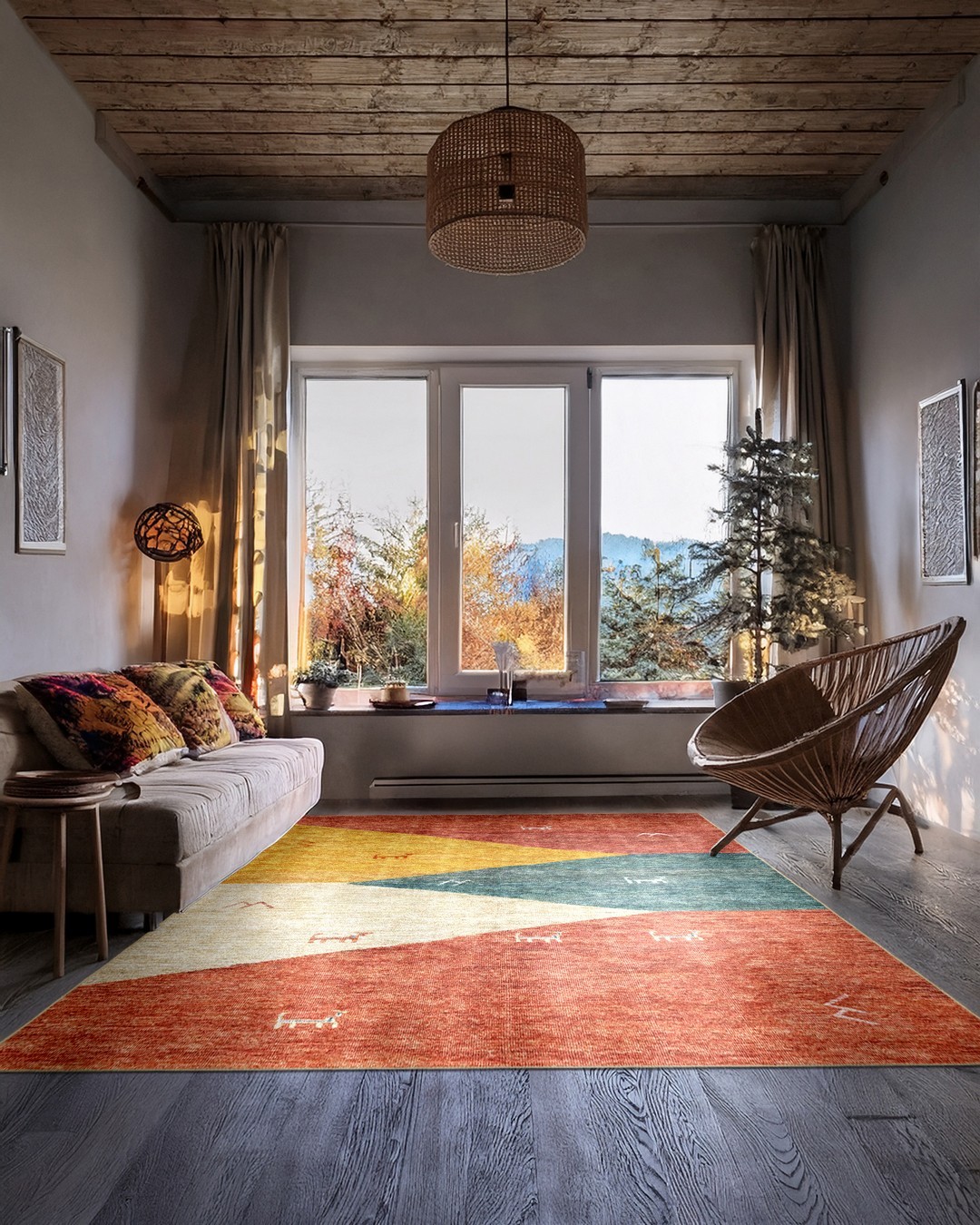 Montis Halı Liber 03008 Turuncu Dokuma Taban Etnik Halı