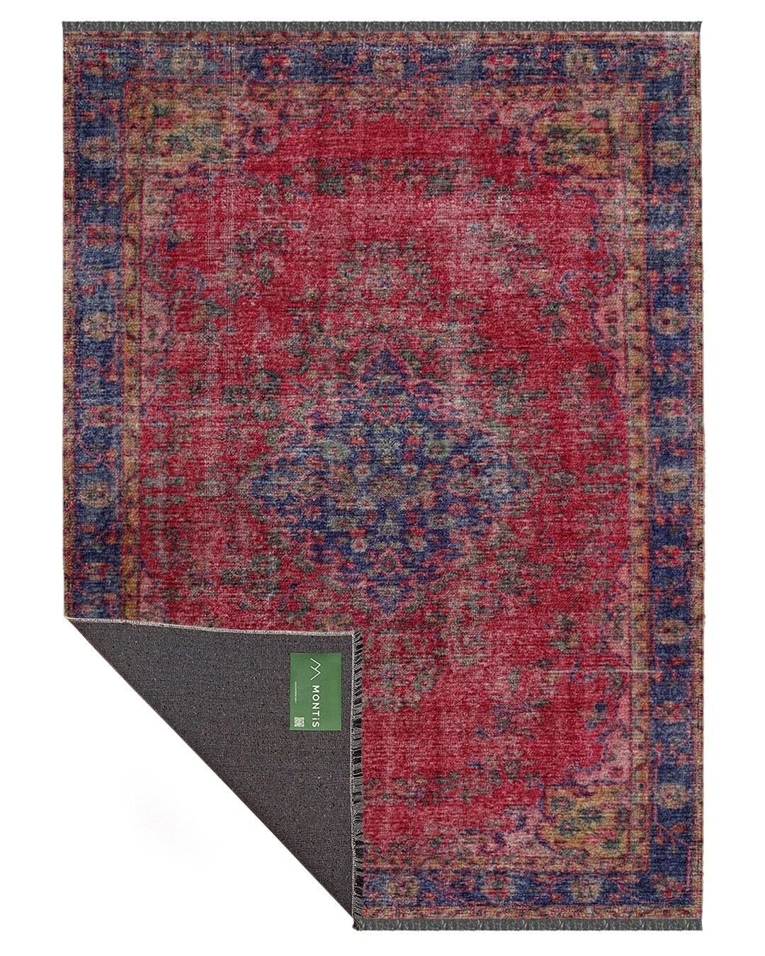 Montis Halı Hedera 19011 Kırmızı Şönil Dokuma Renkli Eskitme Makine Halısı