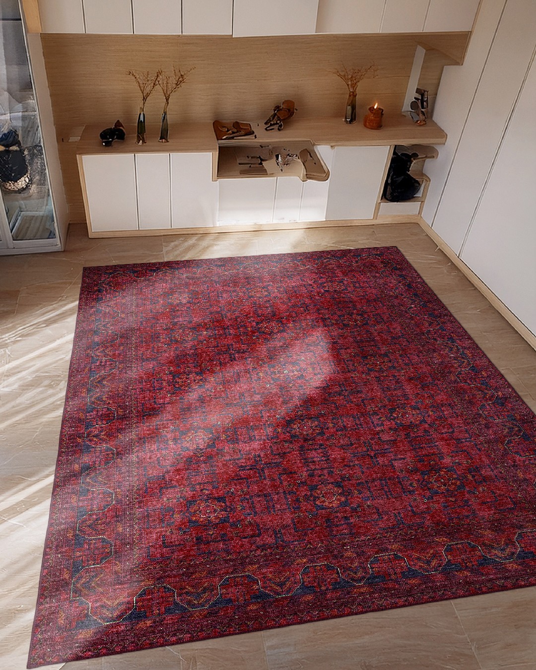 Montis Halı Delocis 26013 Bordo Dokuma Taban Afgan Halı
