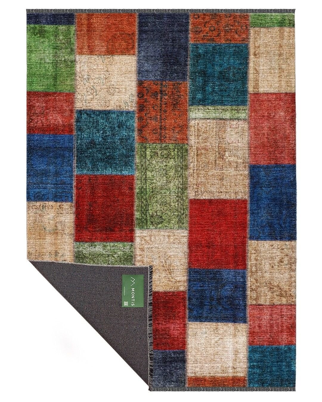 Montis Halı Mensis 27025 Makine Dokuması Renkli Şönil Patchwork Halı