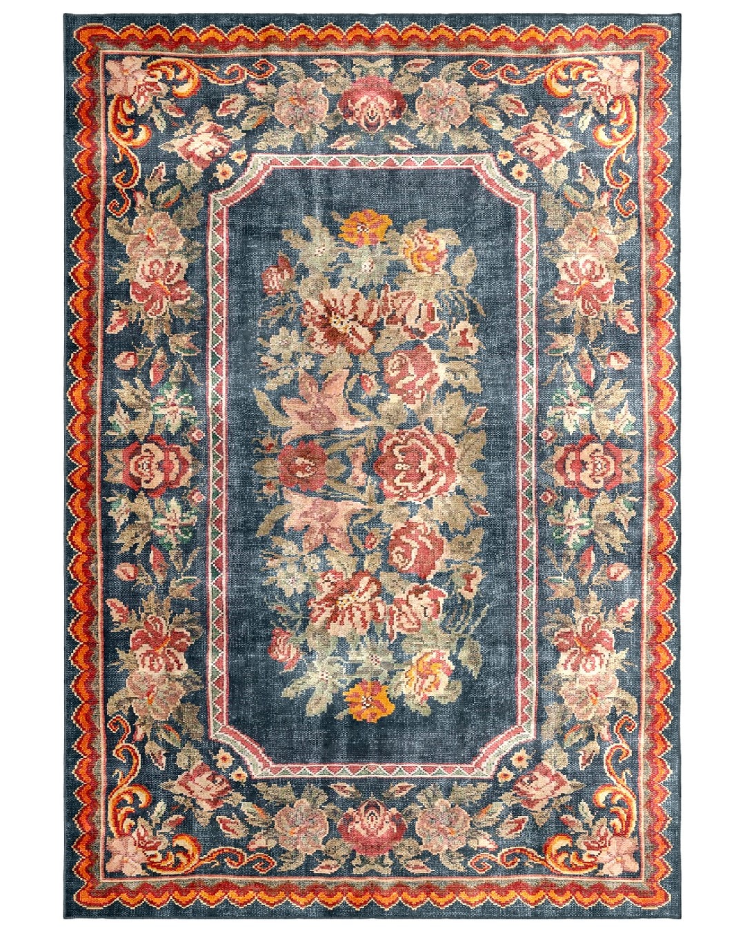 Montis Halı Antiq 597006 Mavi Parlak Yumuşak Dokuma Taban Antik Karabağ Halı