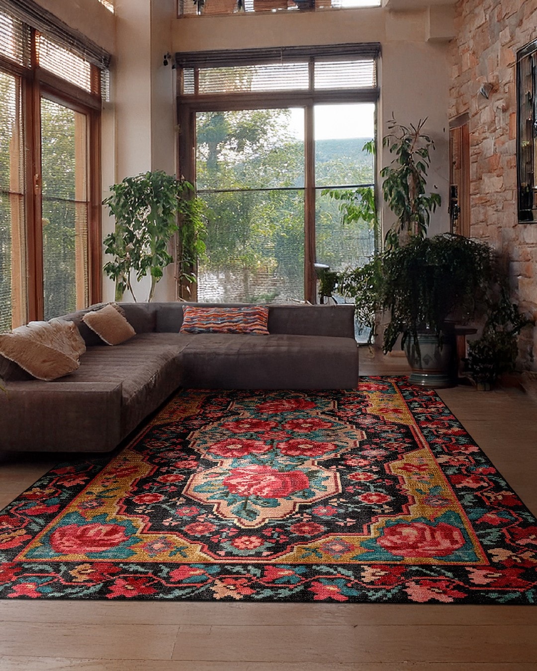 Montis Halı Diem 63028 Kahverengi Renkli Dokuma Taban Karabağ Halı - NUE1714