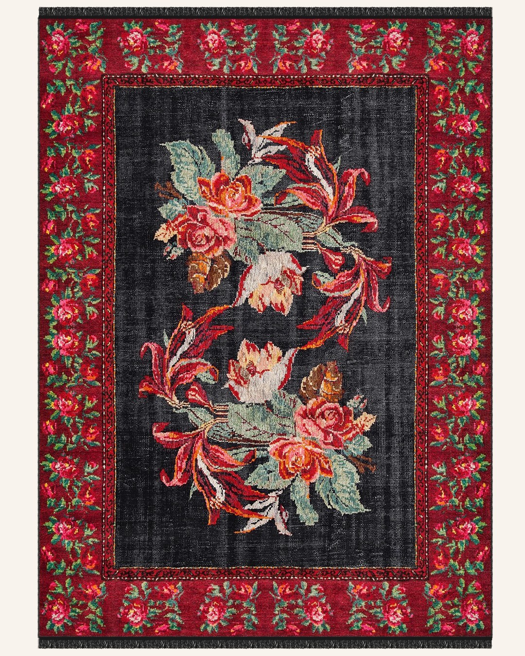 Flores 020 Yumuşak Bambu Doku Kahverengi Karabağ Halı - 200x300
