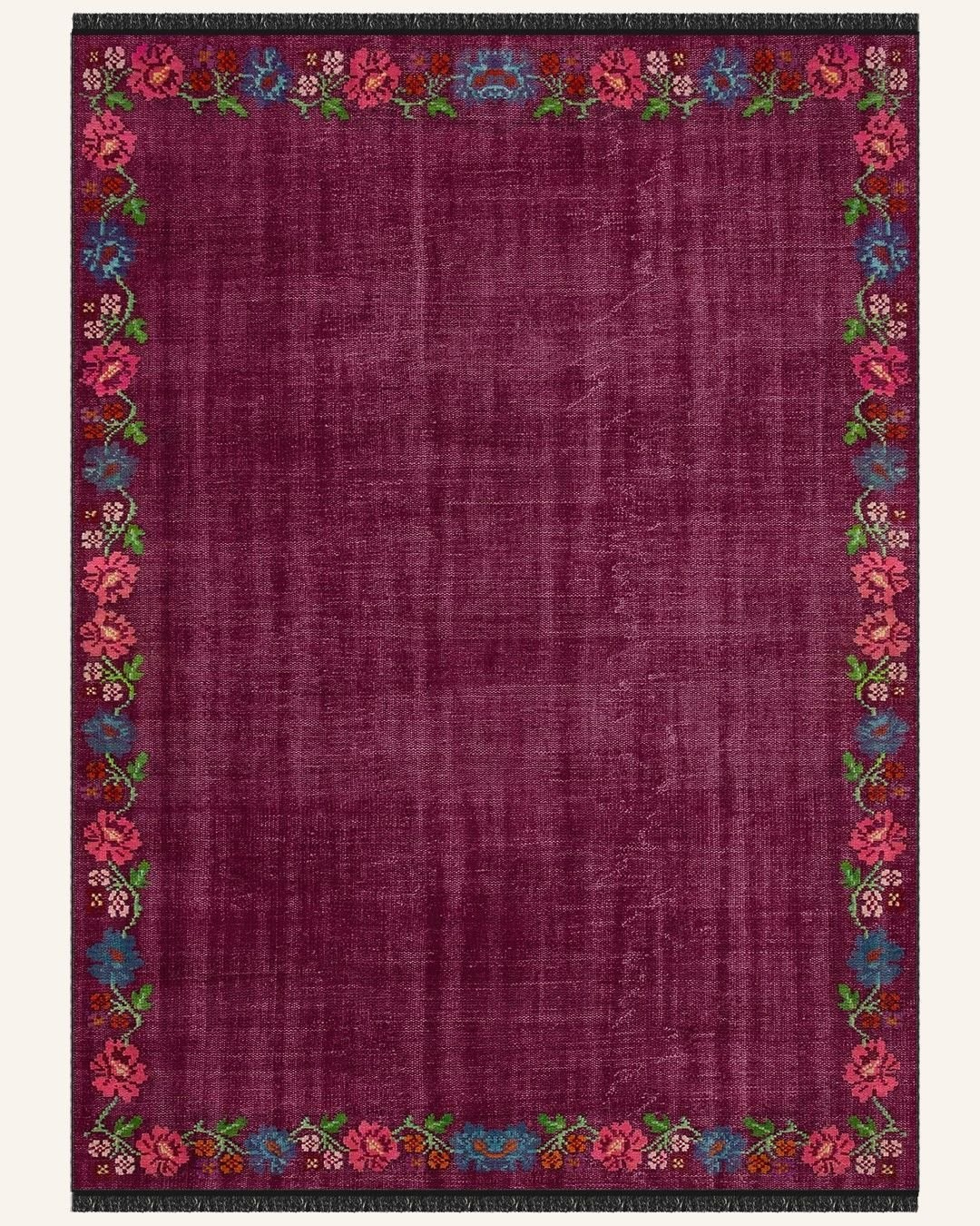 Montis Halı Flores 200018 Fuşya Parlak Yumuşak Dokuma Taban Renkli Karabağ Halı