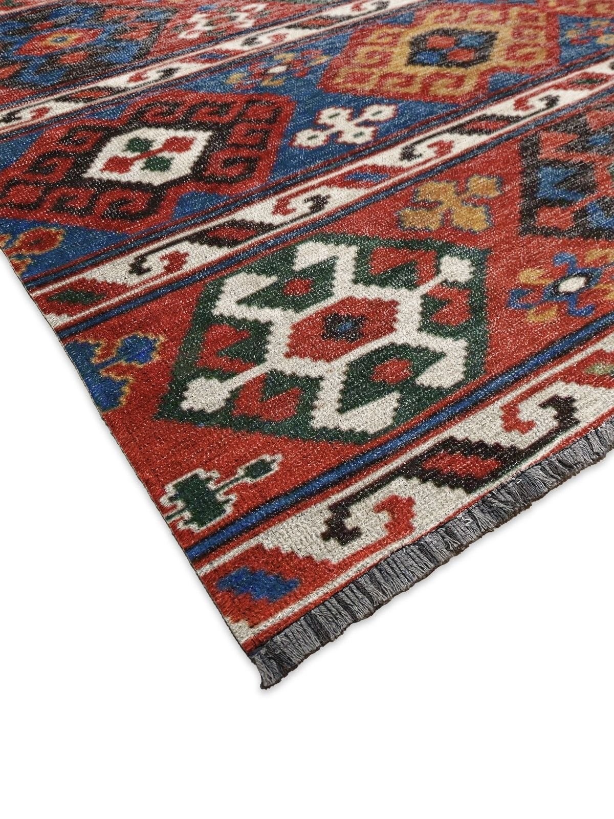 Montis Halı Vivere 35022 Bordo Şönil Dokuma Renkli Kilim Desenli Makine Halısı