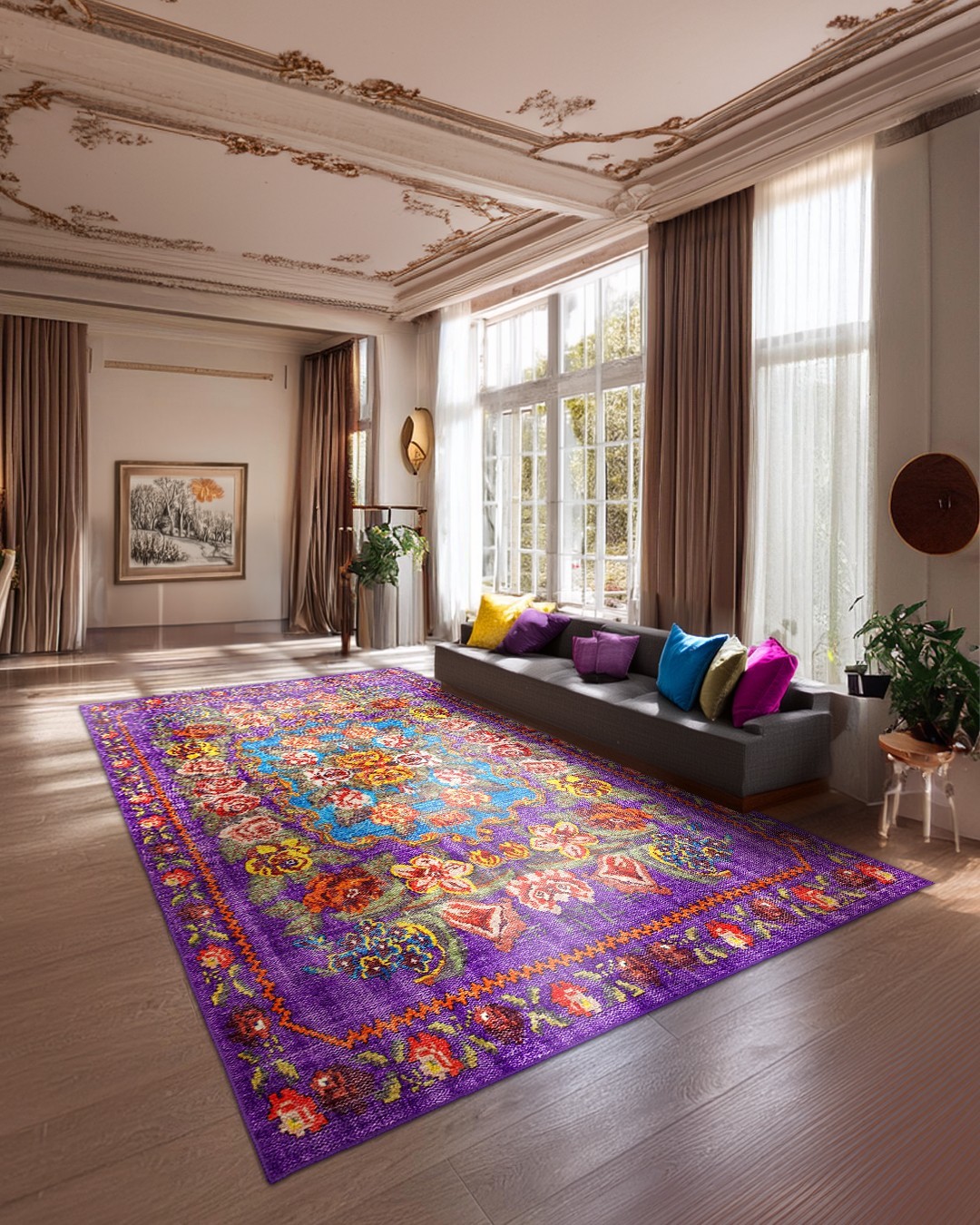 Montis Halı Diem 63031 Mor Renkli Dokuma Taban Karabağ Halı