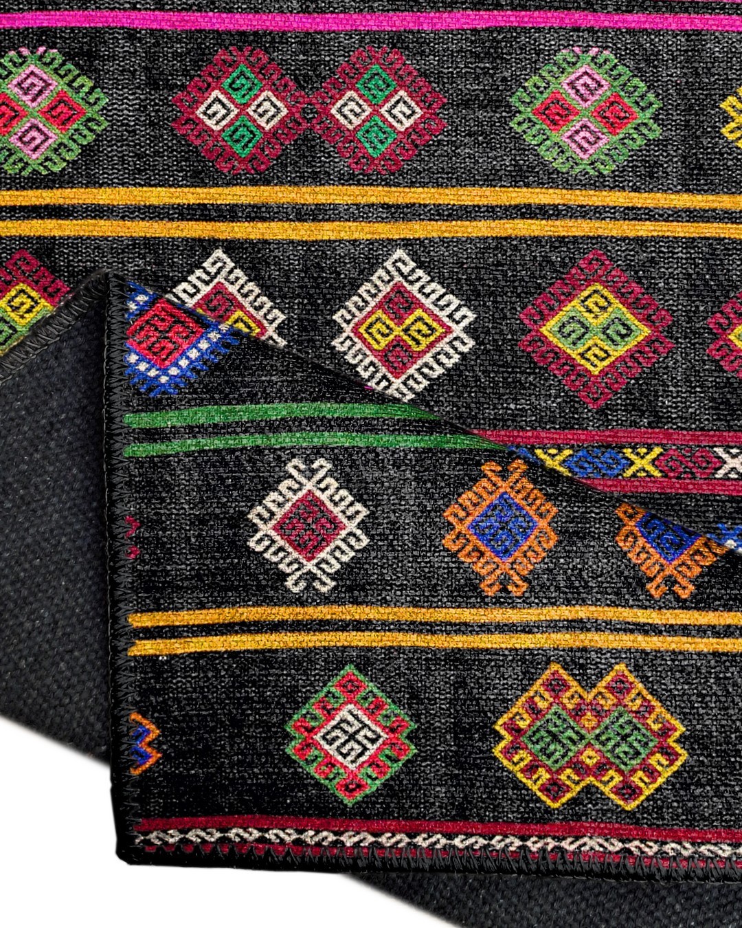 Montis Halı Vivere 35001 Siyah Dokuma Taban Etnik Kilim Halı