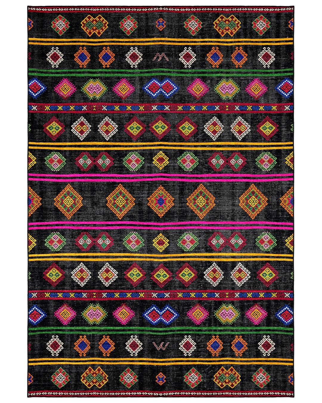 Montis Halı Vivere 35001 Siyah Dokuma Taban Etnik Kilim Halı