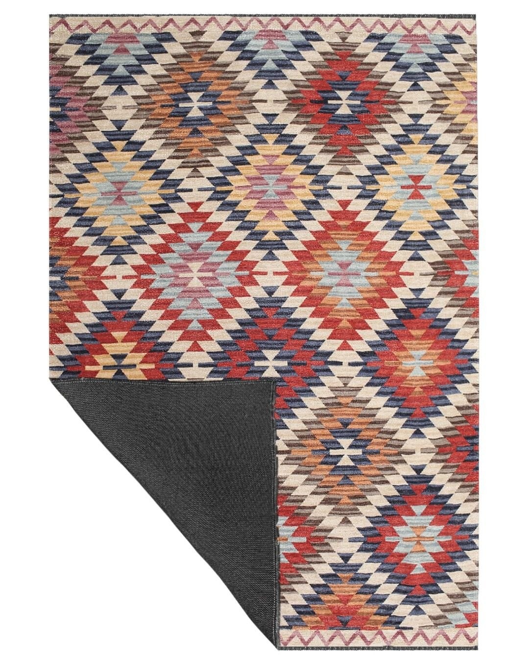 Montis Halı Vivere 35016 Krem Şönil Dokuma Renkli Kilim Desenli Makine Halısı