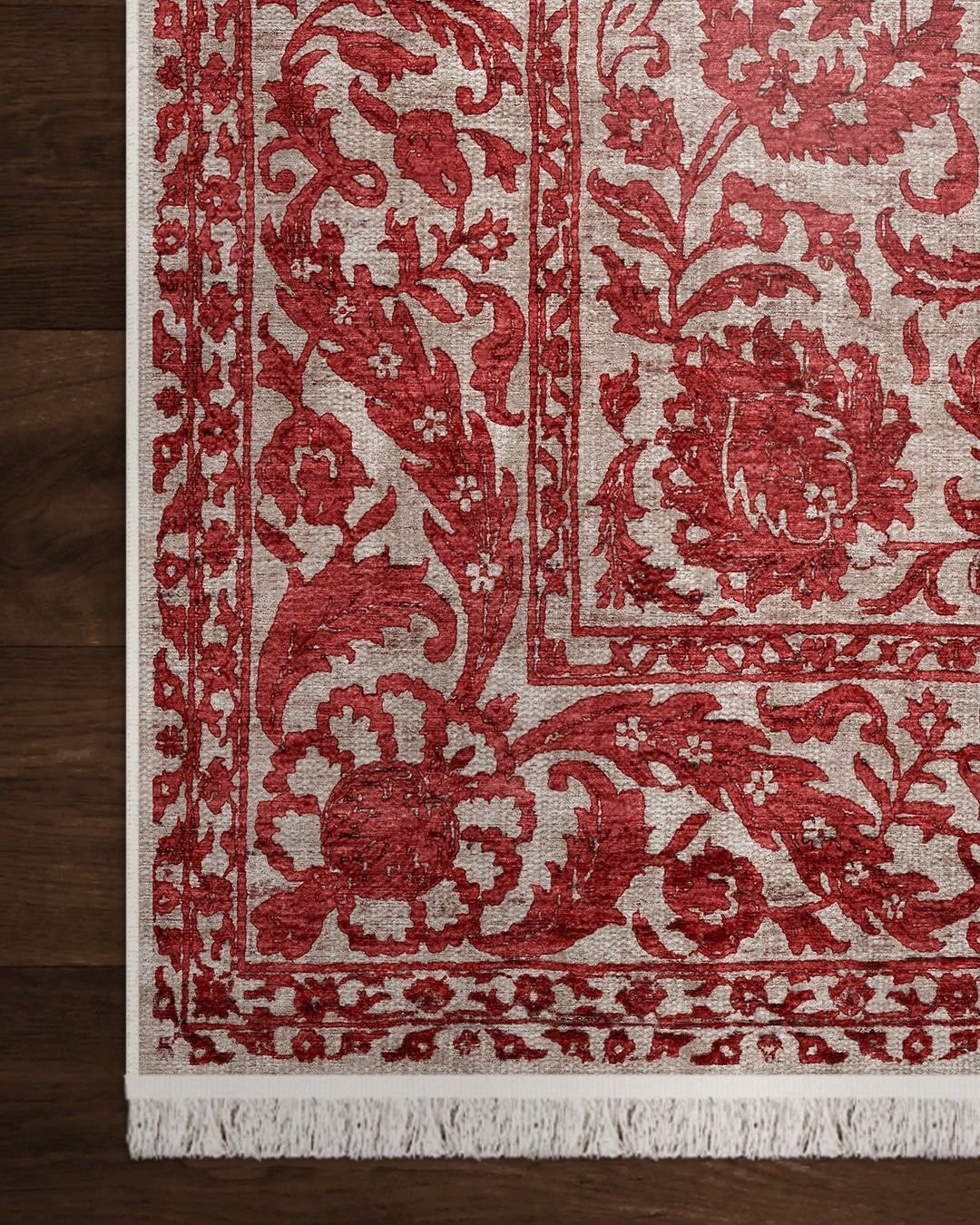 Montis Halı Vetus 390011 Kırmızı Parlak Yumuşak Dokuma Taban Eskitme Halı