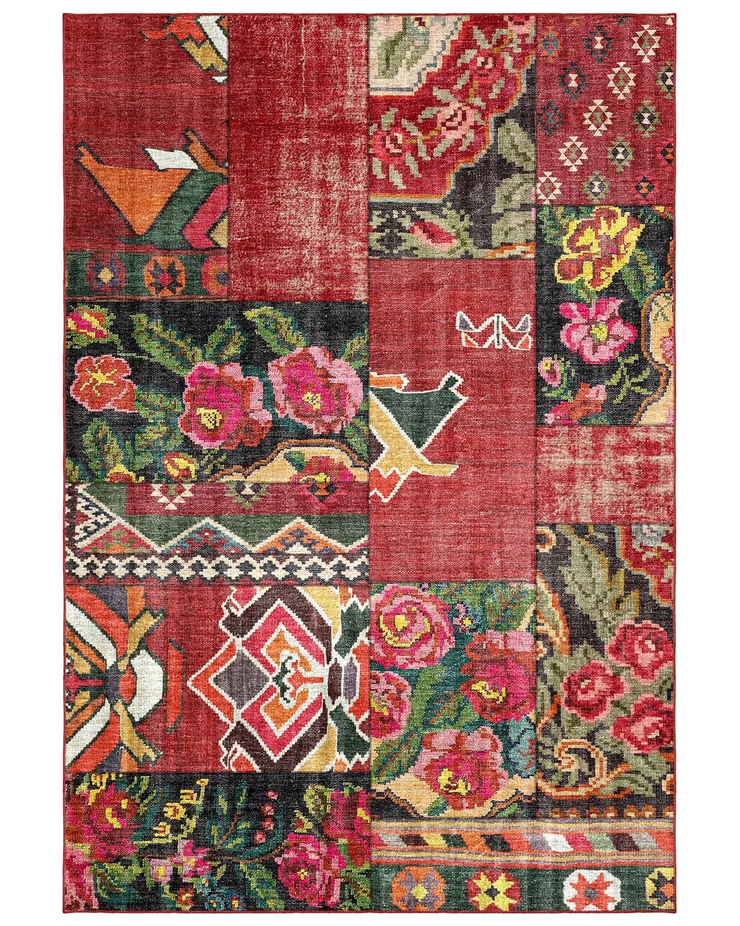 Montis Halı Mensis 27021 Kırmızı Dokuma Taban Patchwork Halı