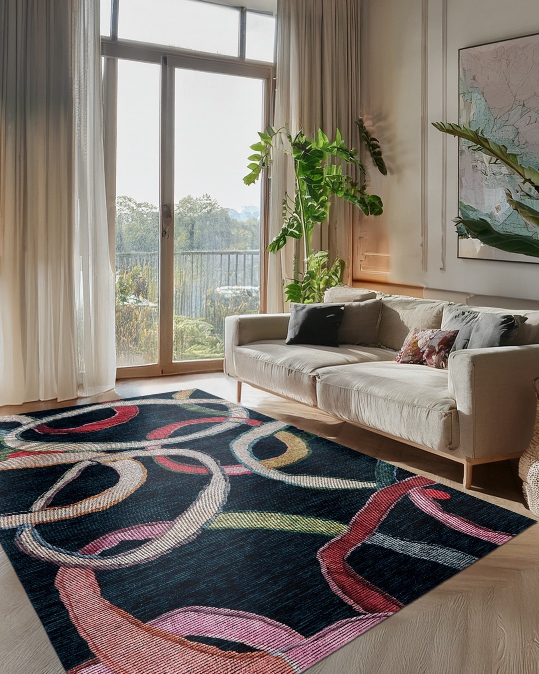 Montis Halı Leatus 699002 Loop Dokuma Yumuşak Şönil Renkli Modern Halı