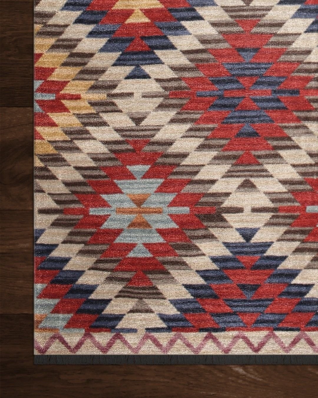 Montis Halı Vivere 35016 Krem Şönil Dokuma Renkli Kilim Desenli Makine Halısı