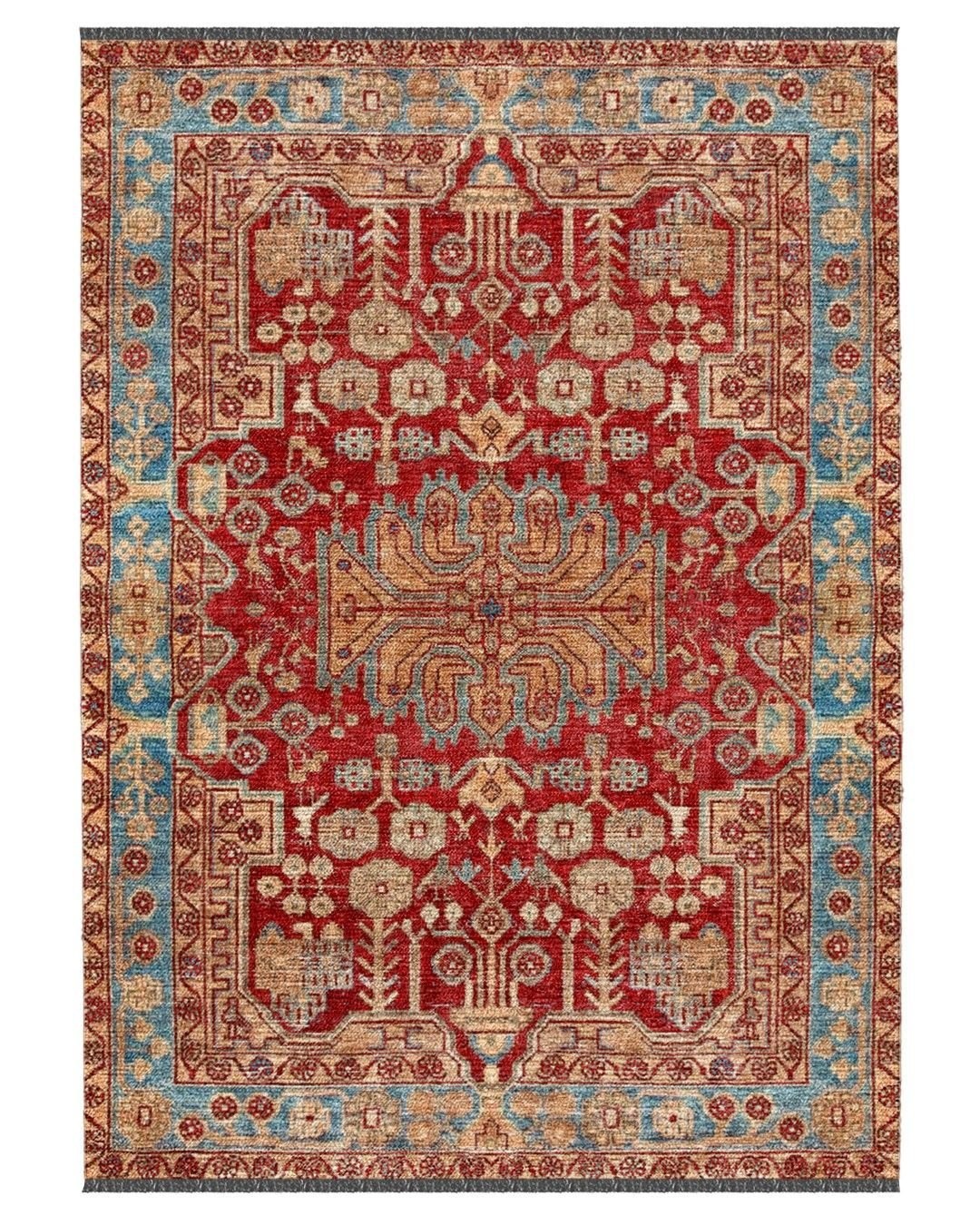 Montis Halı Hedera 19005 Kırmızı Şönil Dokuma Renkli Eskitme Makine Halısı