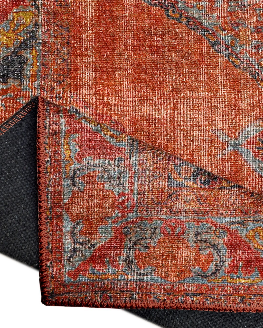 Montis Halı Loci 53004 Turuncu Dokuma Taban Eskitme Halı