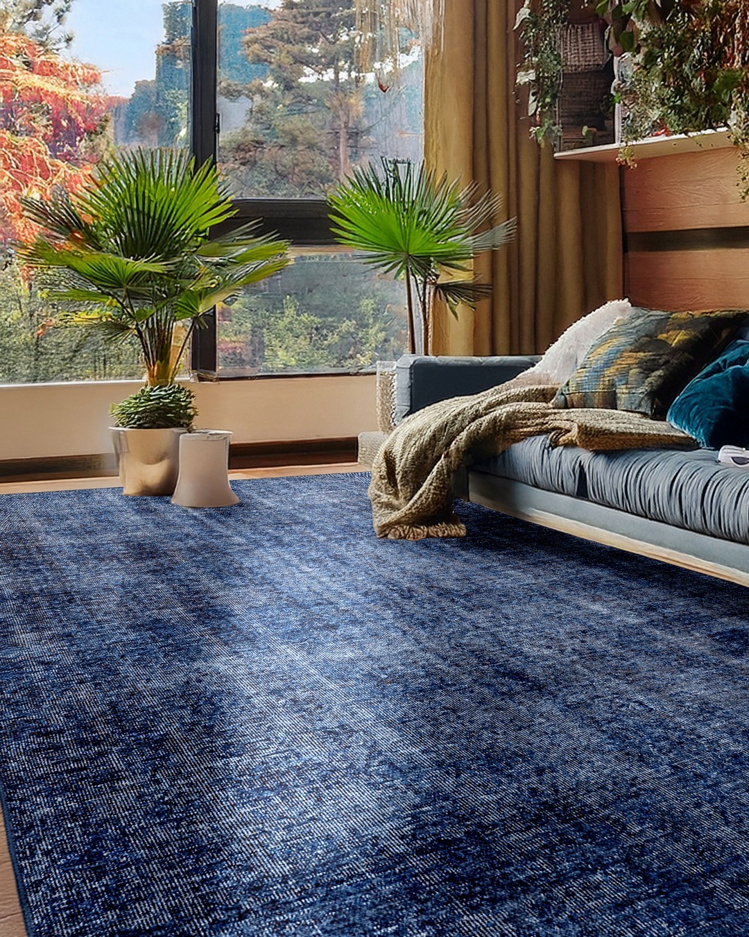 Montis Halı Vera 40004 Lacivert Dokuma Taban Vintage Halı