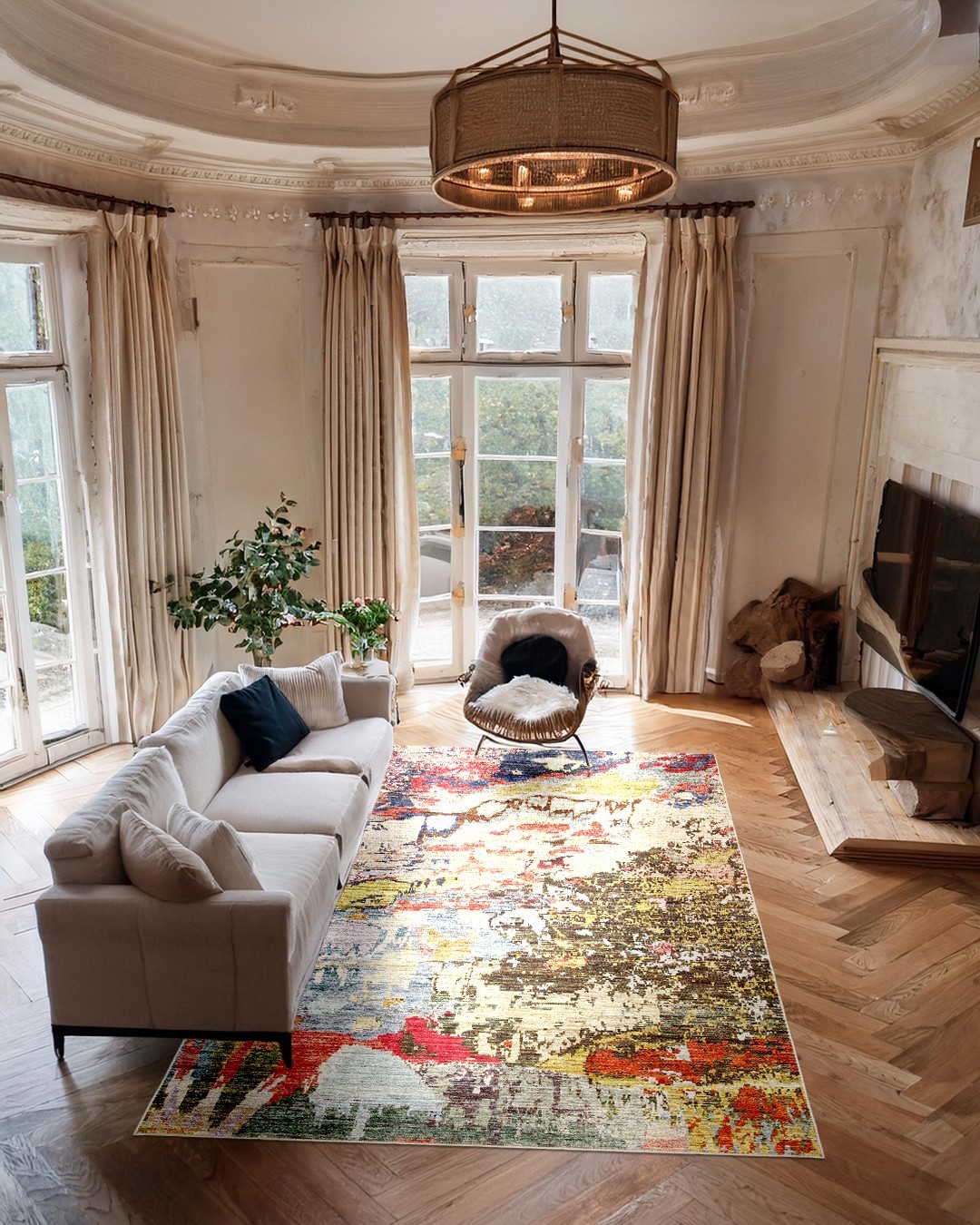 Montis Halı Pluvia 80005 Krem Dokuma Taban Modern Halı