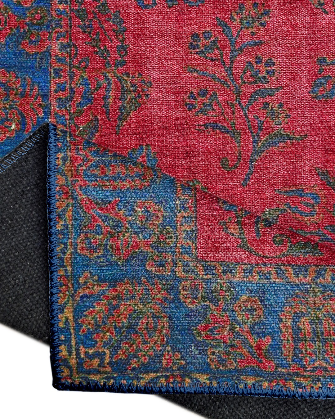 Montis Halı Hedera 19006 Mavi Bordo Dokuma Taban Eskitme Halı