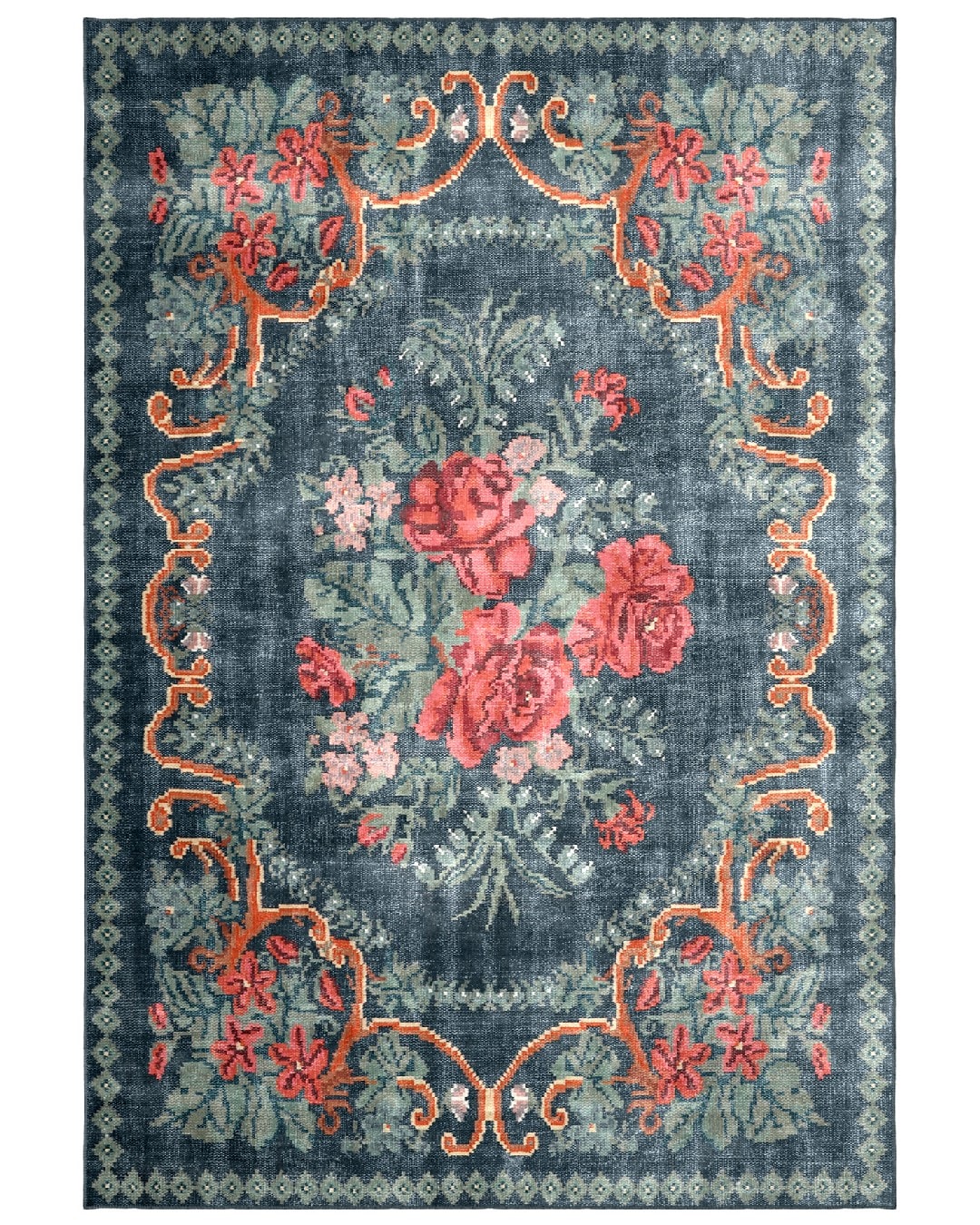 Montis Halı Antiq 597002 Mavi Parlak Yumuşak Dokuma Taban Antik Karabağ Halı