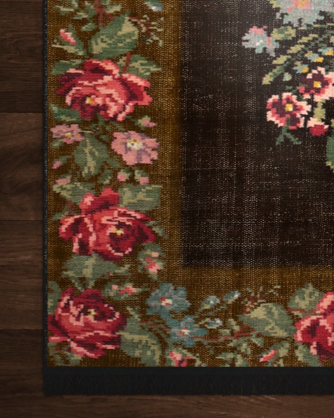 Montis Halı Flores 200005 Kahverengi Parlak Yumuşak Dokuma Taban Renkli Karabağ Halı