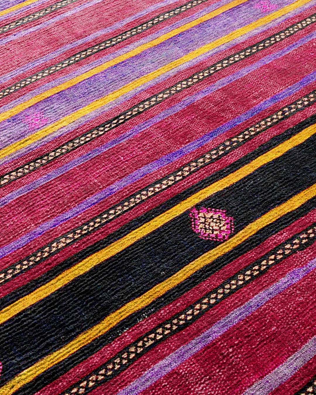Montis Halı Vivere 35005 Fuşya Dokuma Taban Etnik Kilim Halı