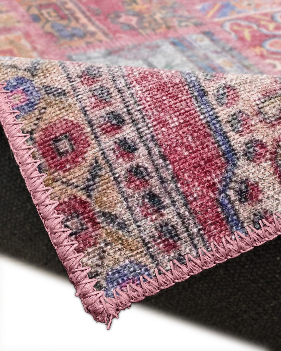 Montis Halı Mensis 27004 Pembe Dokuma Taban Patchwork Halı