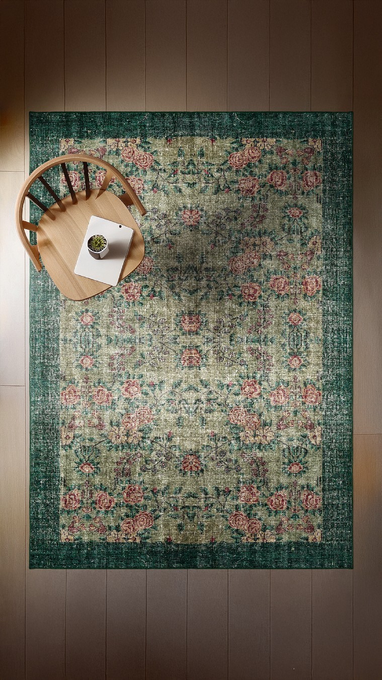 Montis Halı Patriam 38041 Yeşil Dokuma Taban Etnik Halı