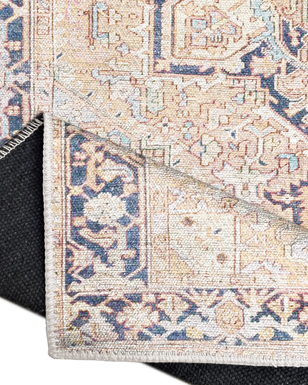 Montis Halı Loci 53002 Krem Mavi Dokuma Taban Eskitme Halı