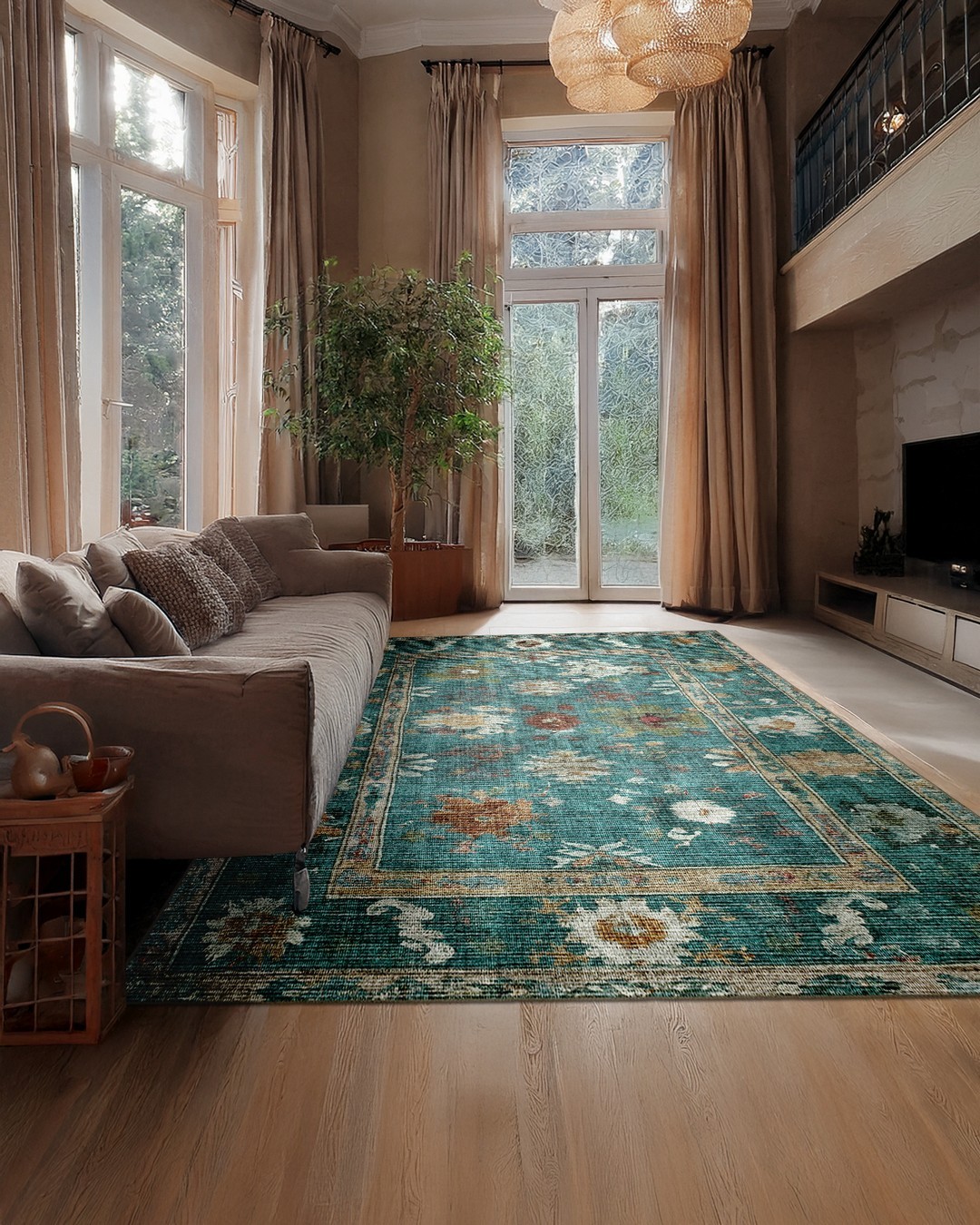 Montis Halı Dictio 981001 Yeşil Kabartmalı Uşak Halı