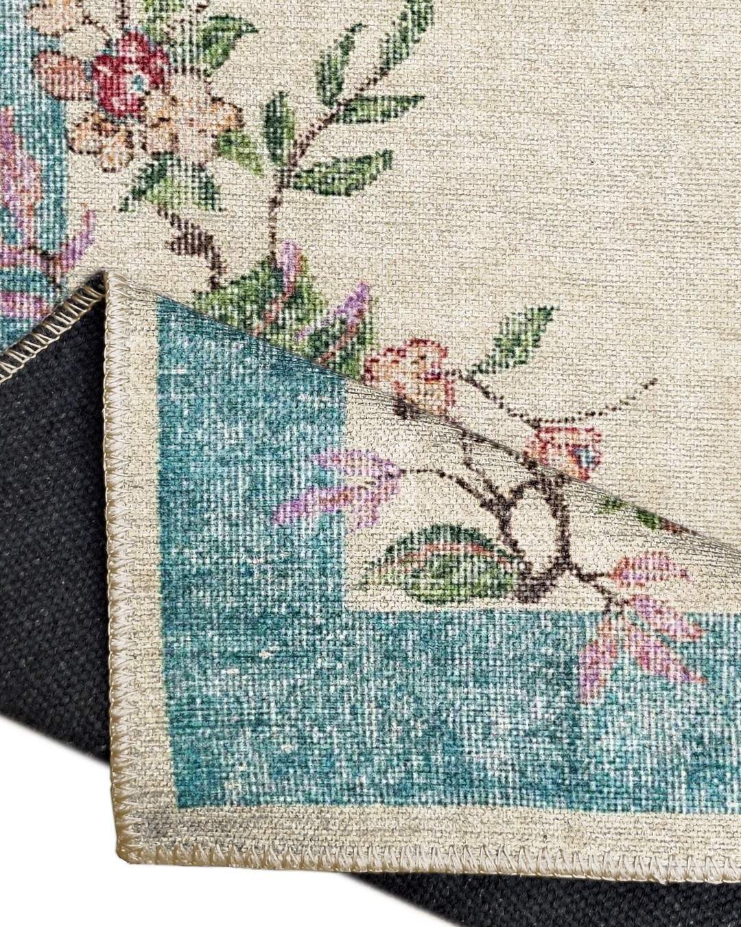 Montis Halı Hedera 19063 Krem Mavi Dokuma Taban Eskitme Halı
