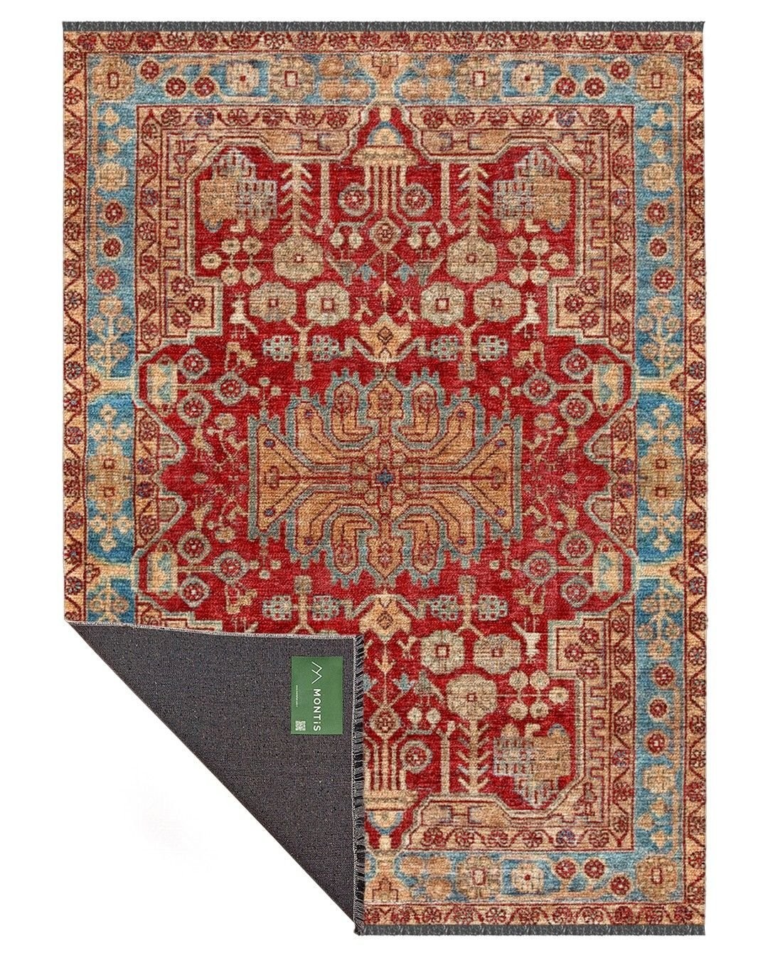 Montis Halı Hedera 19005 Kırmızı Şönil Dokuma Renkli Eskitme Makine Halısı