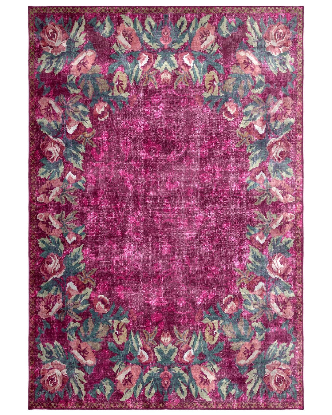 Montis Halı Babilin Antikleri Babylon 704001 Fuşya Parlak Yumuşak Dokuma Taban Çiçekli Halı - NKE1447