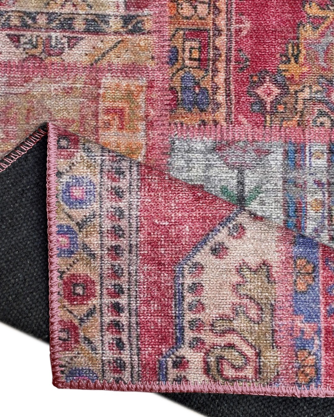 Montis Halı Mensis 27004 Pembe Dokuma Taban Patchwork Halı