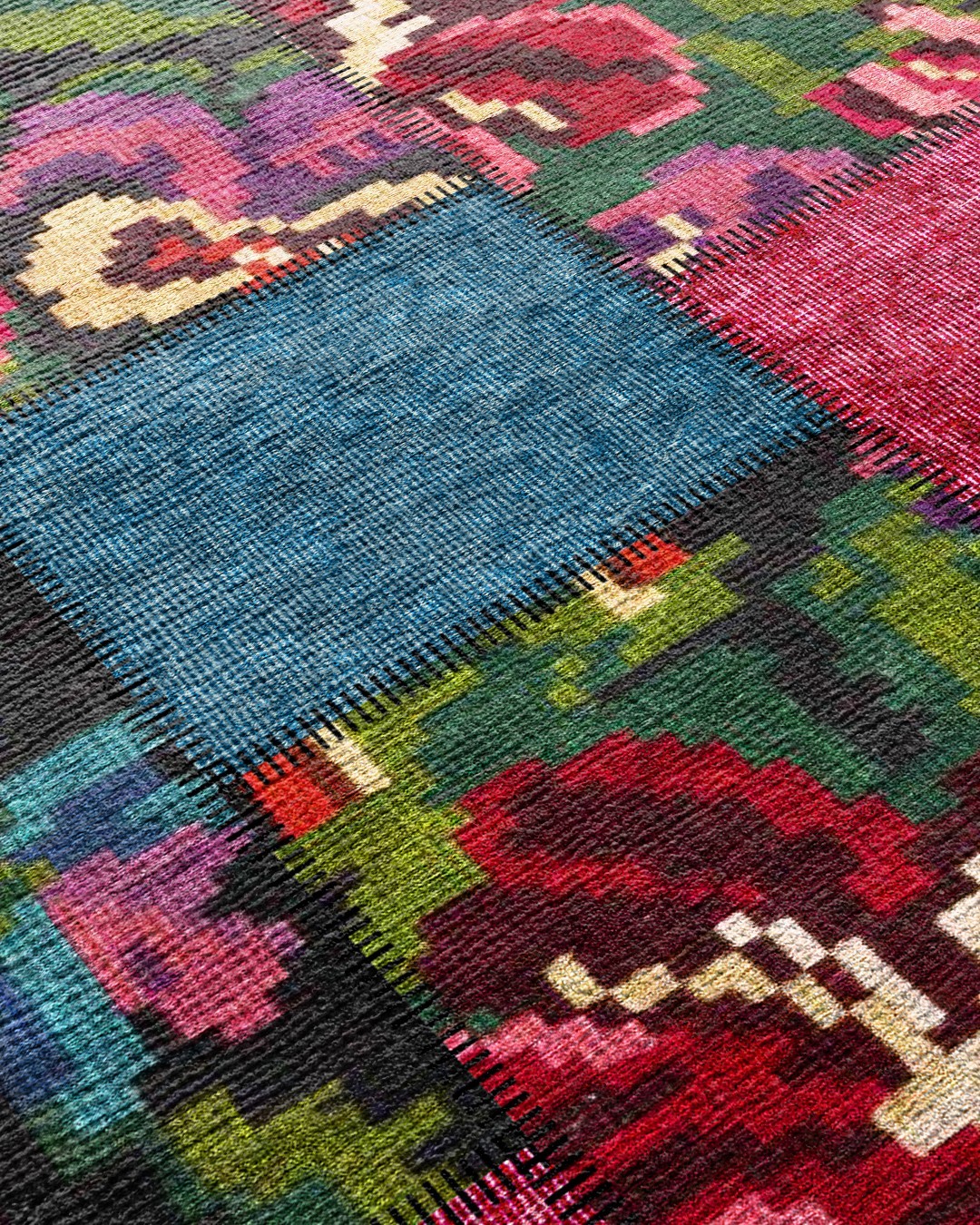 Montis Halı Mensis 27027 Siyah Dokuma Taban Patchwork Halı