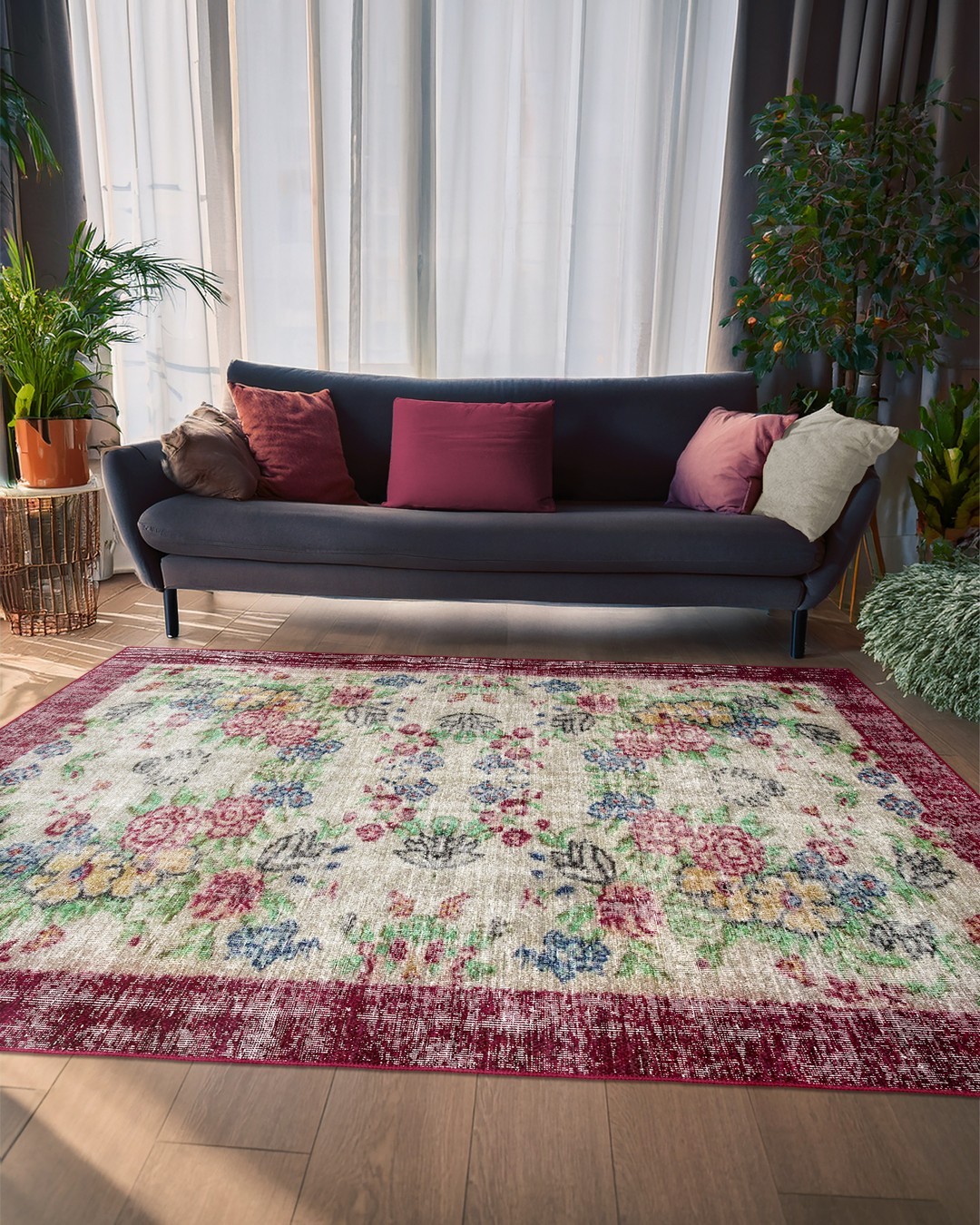 Montis Halı Delocis 26015 Bordo Dokuma Taban Vintage Halı