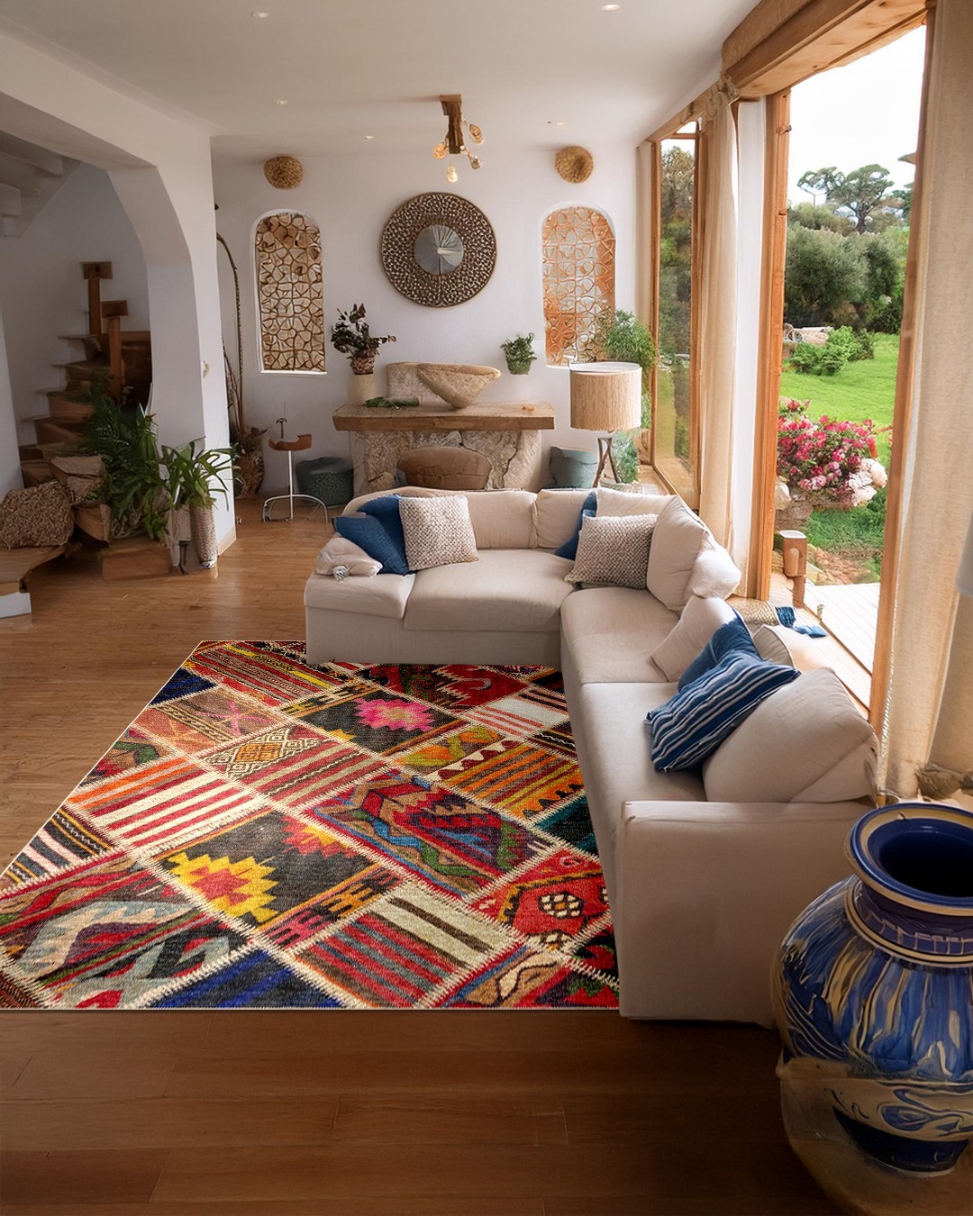 Montis Halı Mensis 27003 Dokuma Taban Patchwork Halı
