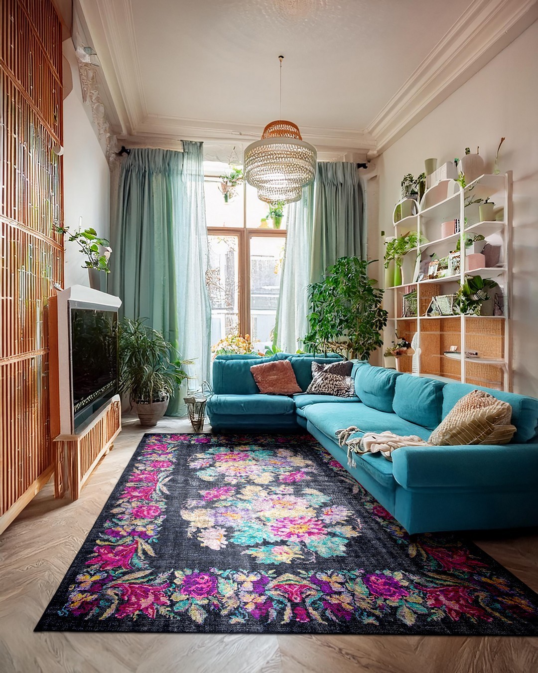 Montis Halı Diem 63071 Siyah Renkli Dokuma Taban Karabağ Halı