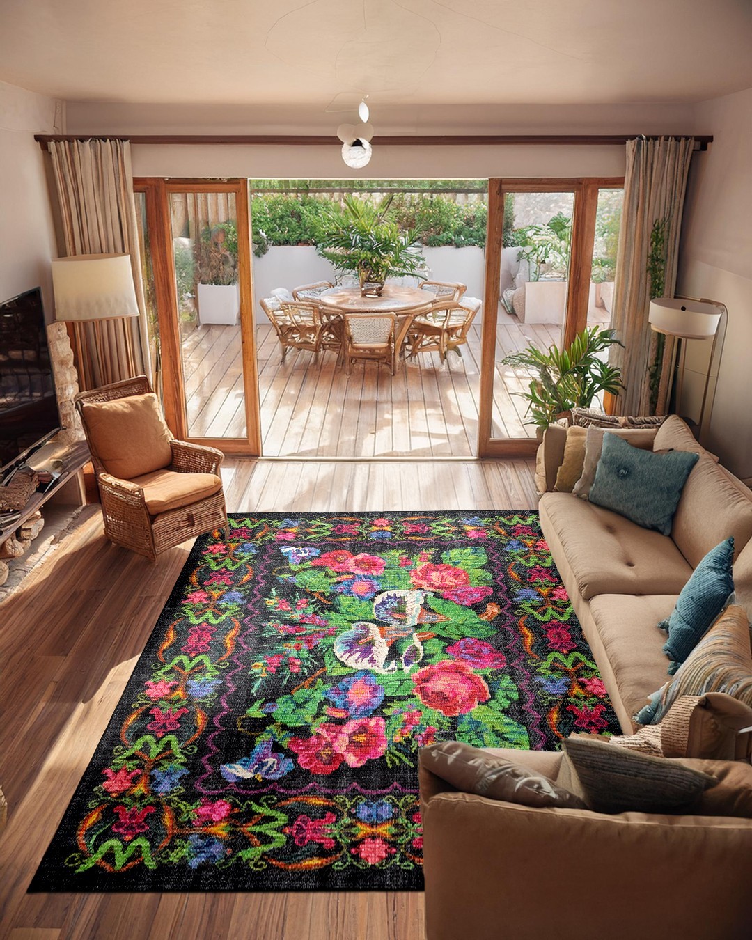 Montis Halı Diem 63006 Siyah Renkli Dokuma Taban Karabağ Halı