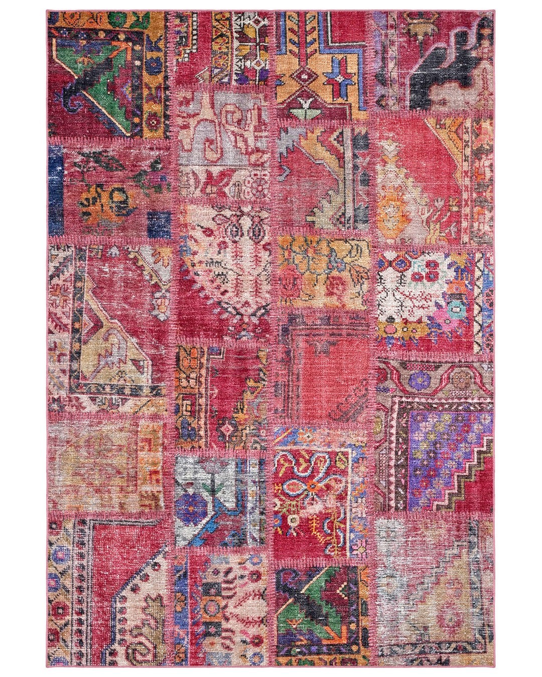 Montis Halı Mensis 27004 Pembe Dokuma Taban Patchwork Halı