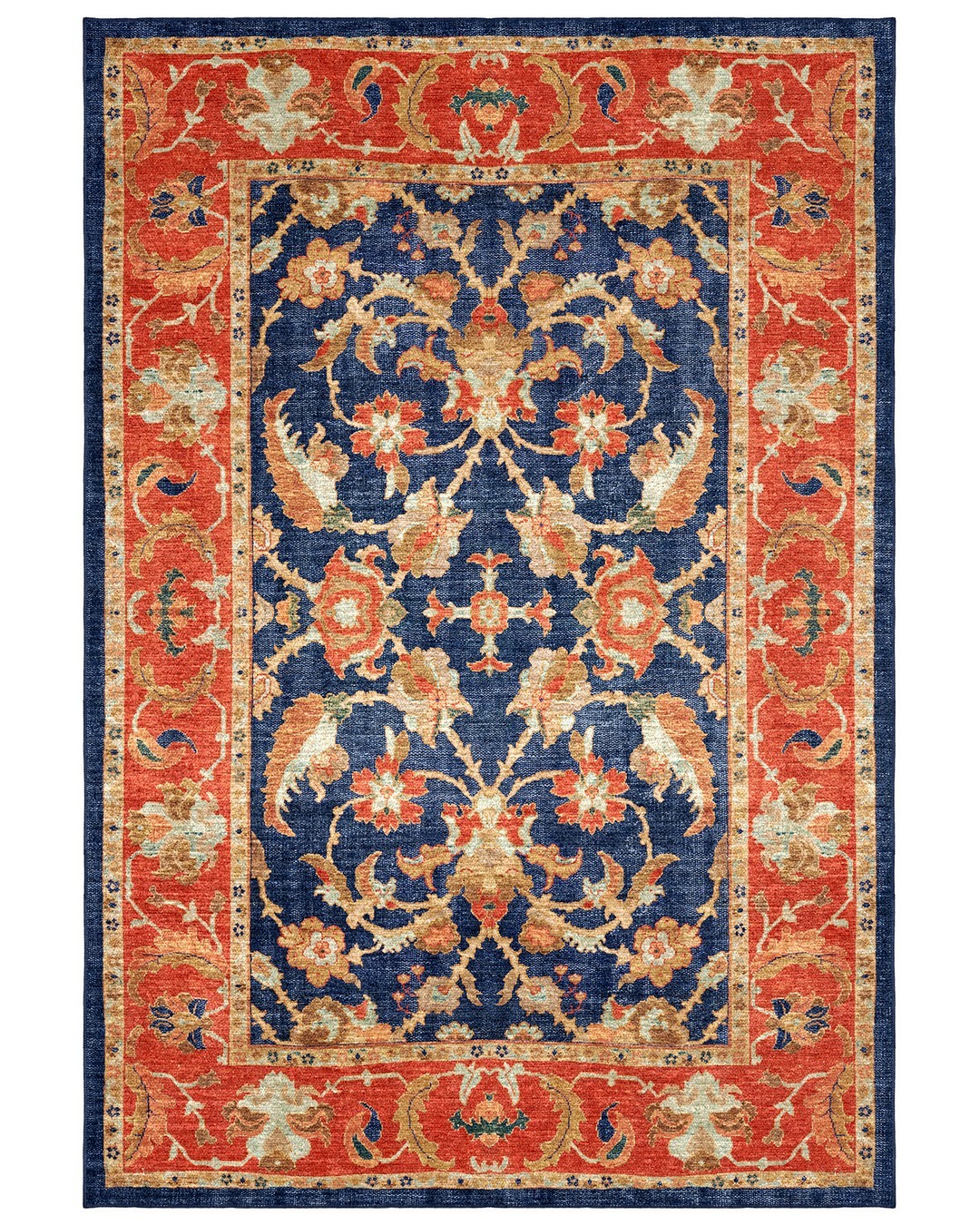 Montis Halı Hedera 19001 Lacivert Turuncu Dokuma Taban Eskitme Halı