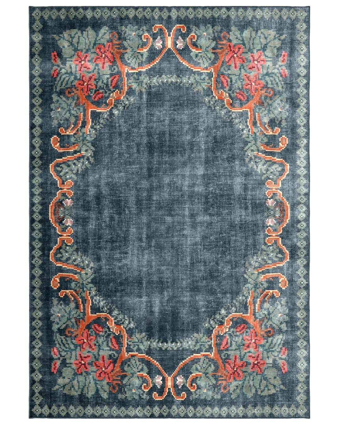 Montis Halı Antiq 597003 Mavi Parlak Yumuşak Dokuma Taban Antik Karabağ Halı